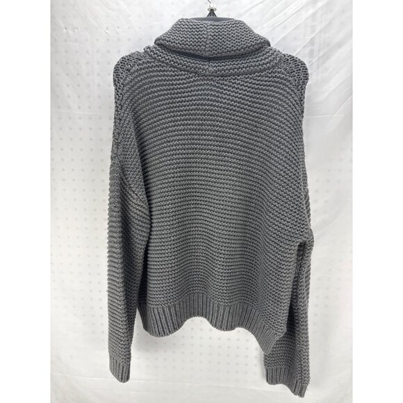 Zara Women’s Gray Ribbed Knit Sweater M Slouchy Oversized Pullover - Picture 5 of 7